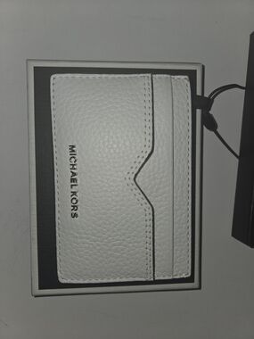 Michael Kors Bright White Notched Leather Card Case